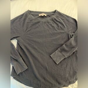 LOFT blue/grey waffle knit long sleeve tee